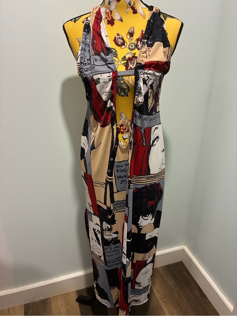PANGO PANGO SWIMWEAR Vintage Pop Art Beach Coverup Maxi Dress Size Large